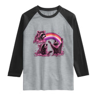 Funny Pink Raccoon Live Laugh Raglan Shirt Lesbian Pride Month