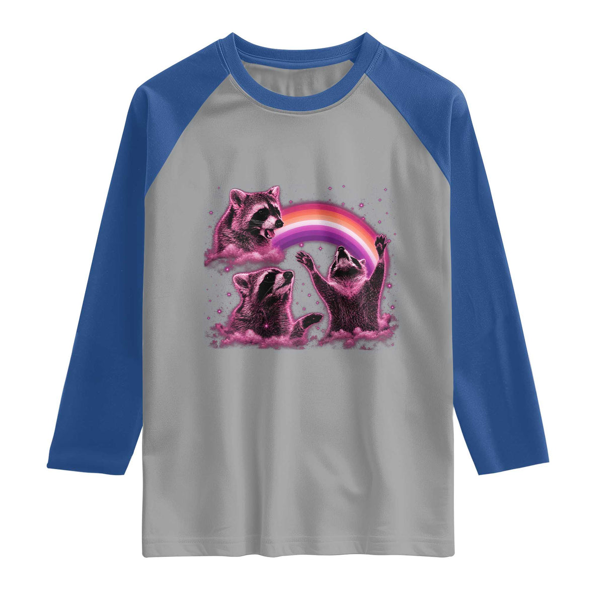 Funny Pink Raccoon Live Laugh Raglan Shirt Lesbian Pride Month