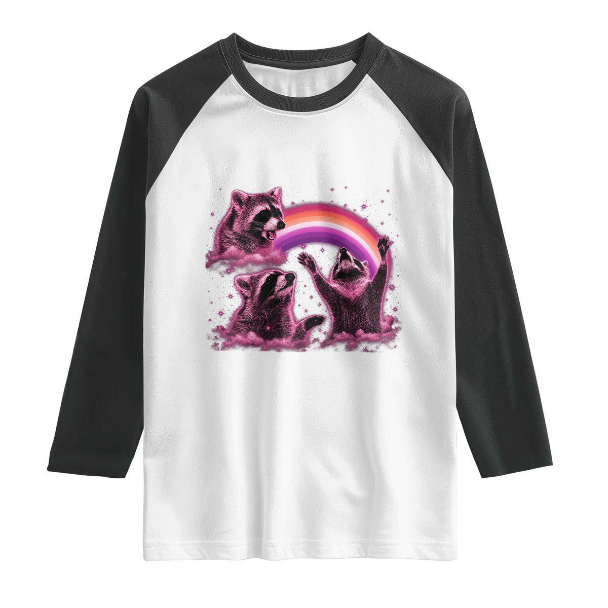 Funny Pink Raccoon Live Laugh Raglan Shirt Lesbian Pride Month