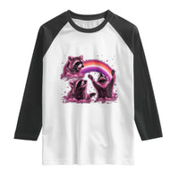 Funny Pink Raccoon Live Laugh Raglan Shirt Lesbian Pride Month