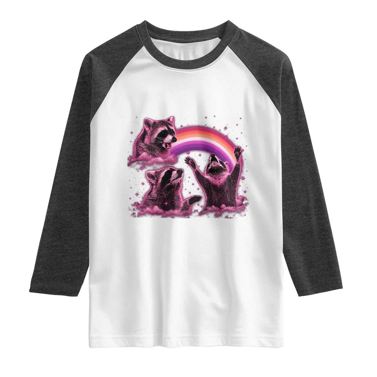 Funny Pink Raccoon Live Laugh Raglan Shirt Lesbian Pride Month