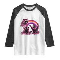 Funny Pink Raccoon Live Laugh Raglan Shirt Lesbian Pride Month
