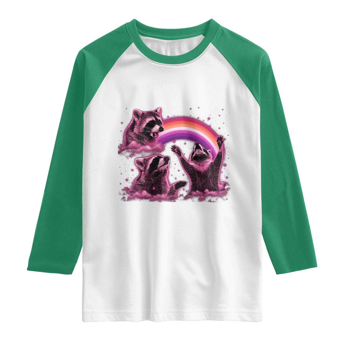 Funny Pink Raccoon Live Laugh Raglan Shirt Lesbian Pride Month