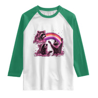 Funny Pink Raccoon Live Laugh Raglan Shirt Lesbian Pride Month