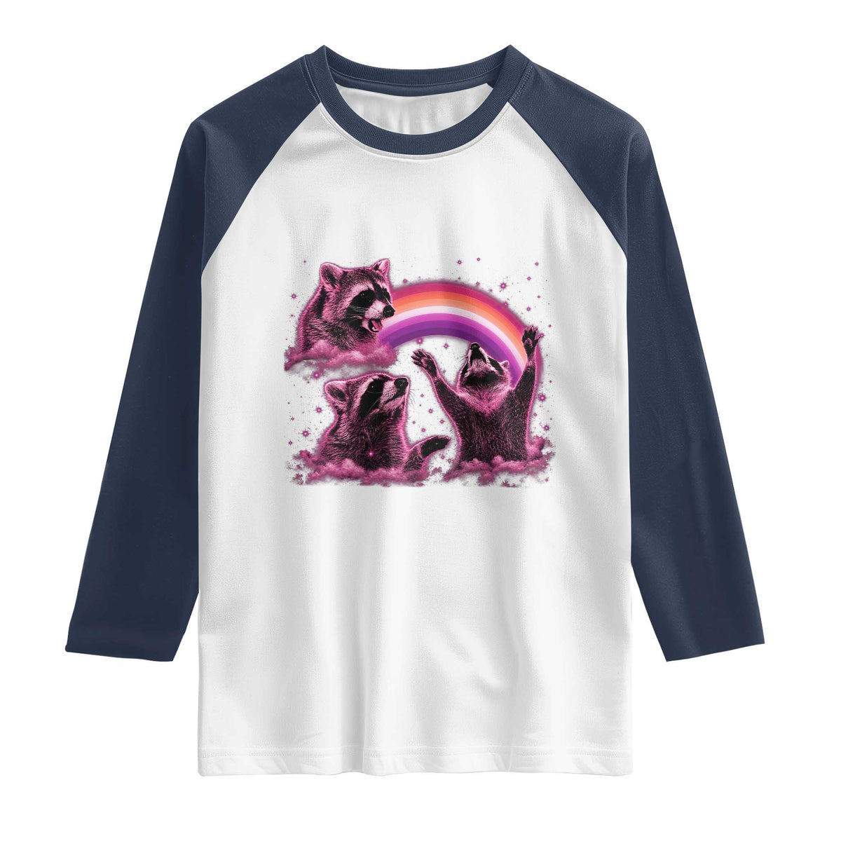 Funny Pink Raccoon Live Laugh Raglan Shirt Lesbian Pride Month