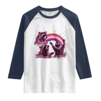 Funny Pink Raccoon Live Laugh Raglan Shirt Lesbian Pride Month