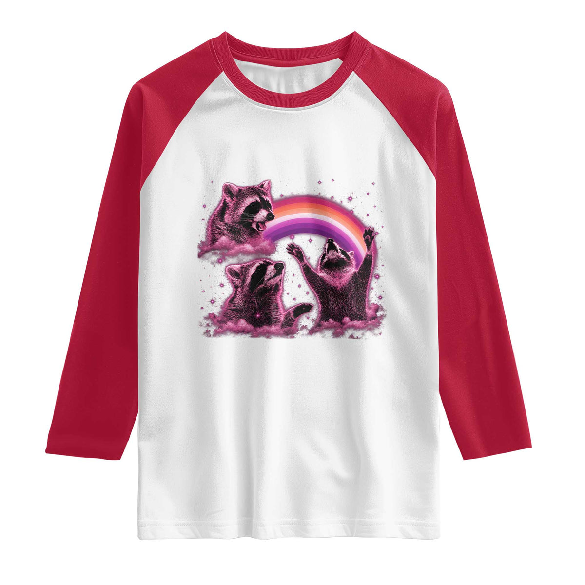 Funny Pink Raccoon Live Laugh Raglan Shirt Lesbian Pride Month