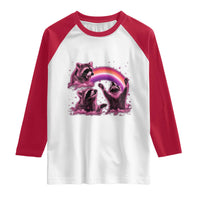Funny Pink Raccoon Live Laugh Raglan Shirt Lesbian Pride Month