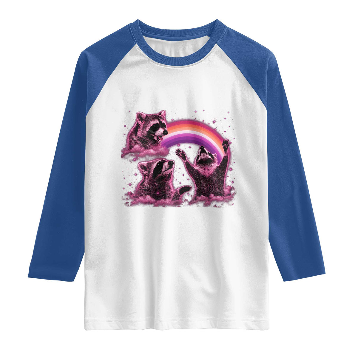 Funny Pink Raccoon Live Laugh Raglan Shirt Lesbian Pride Month