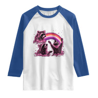 Funny Pink Raccoon Live Laugh Raglan Shirt Lesbian Pride Month