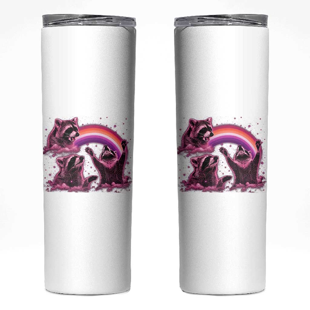 Funny Pink Raccoon Live Laugh Skinny Tumbler Lesbian Pride Month