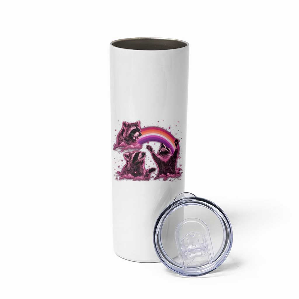 Funny Pink Raccoon Live Laugh Skinny Tumbler Lesbian Pride Month