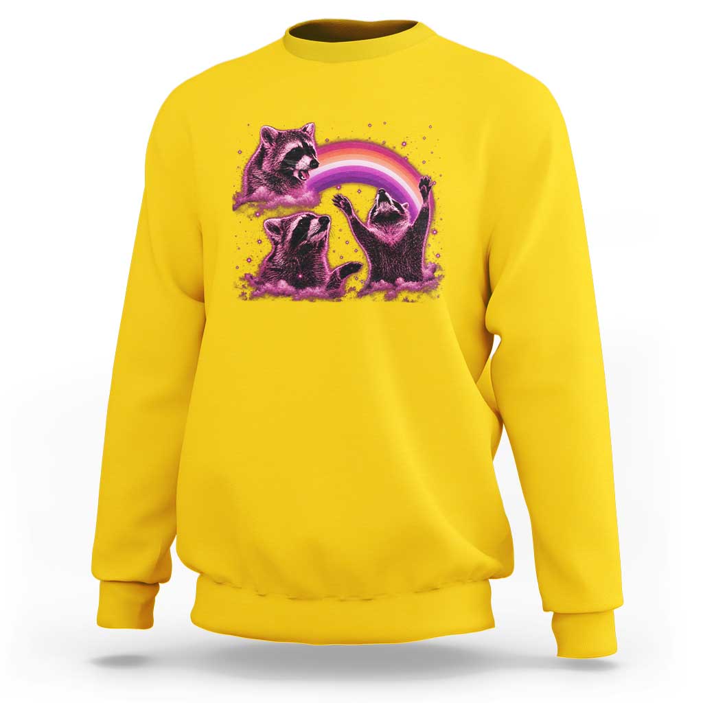 Funny Pink Raccoon Live Laugh Sweatshirt Lesbian Pride Month