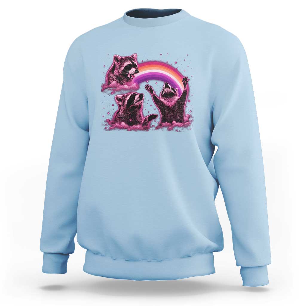 Funny Pink Raccoon Live Laugh Sweatshirt Lesbian Pride Month