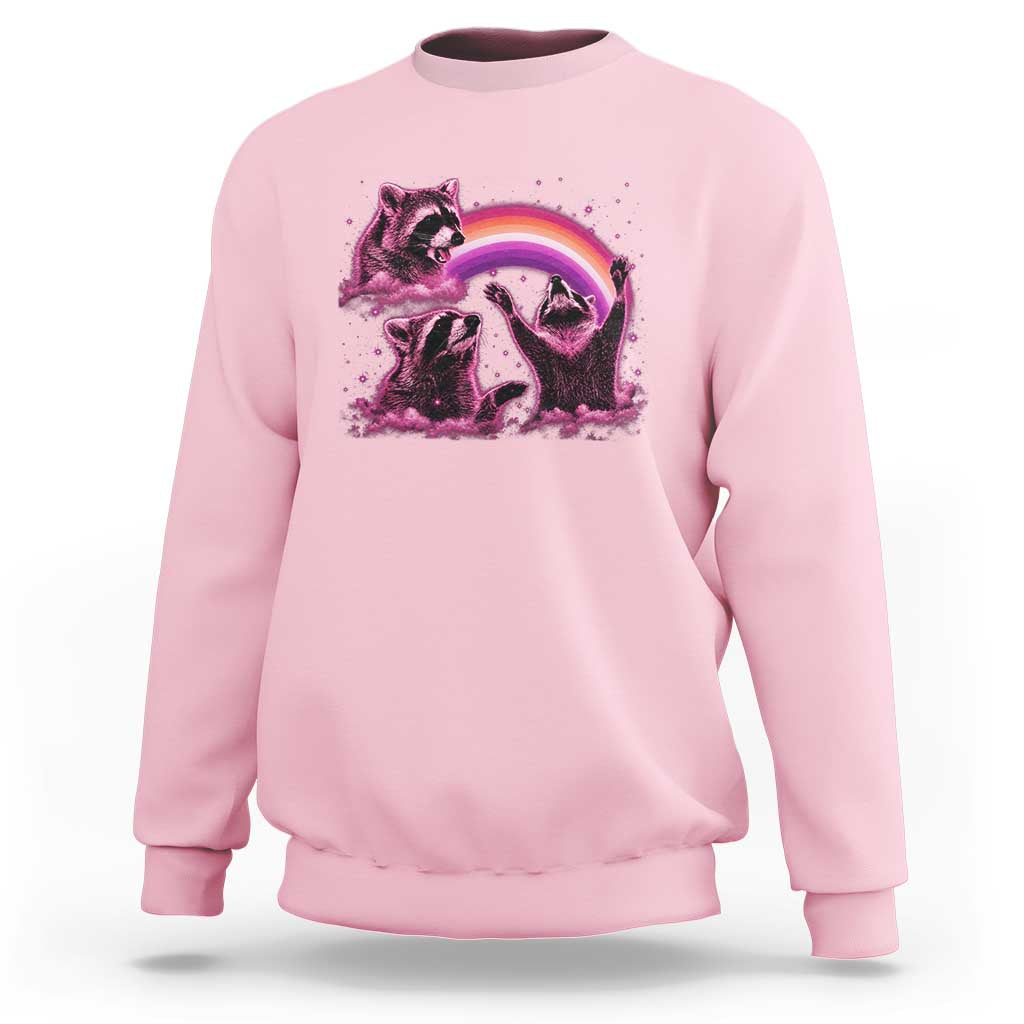 Funny Pink Raccoon Live Laugh Sweatshirt Lesbian Pride Month