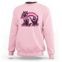 Funny Pink Raccoon Live Laugh Sweatshirt Lesbian Pride Month