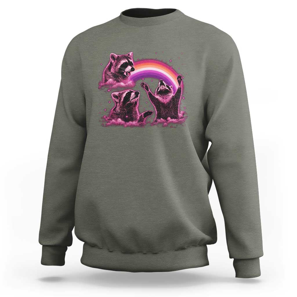 Funny Pink Raccoon Live Laugh Sweatshirt Lesbian Pride Month