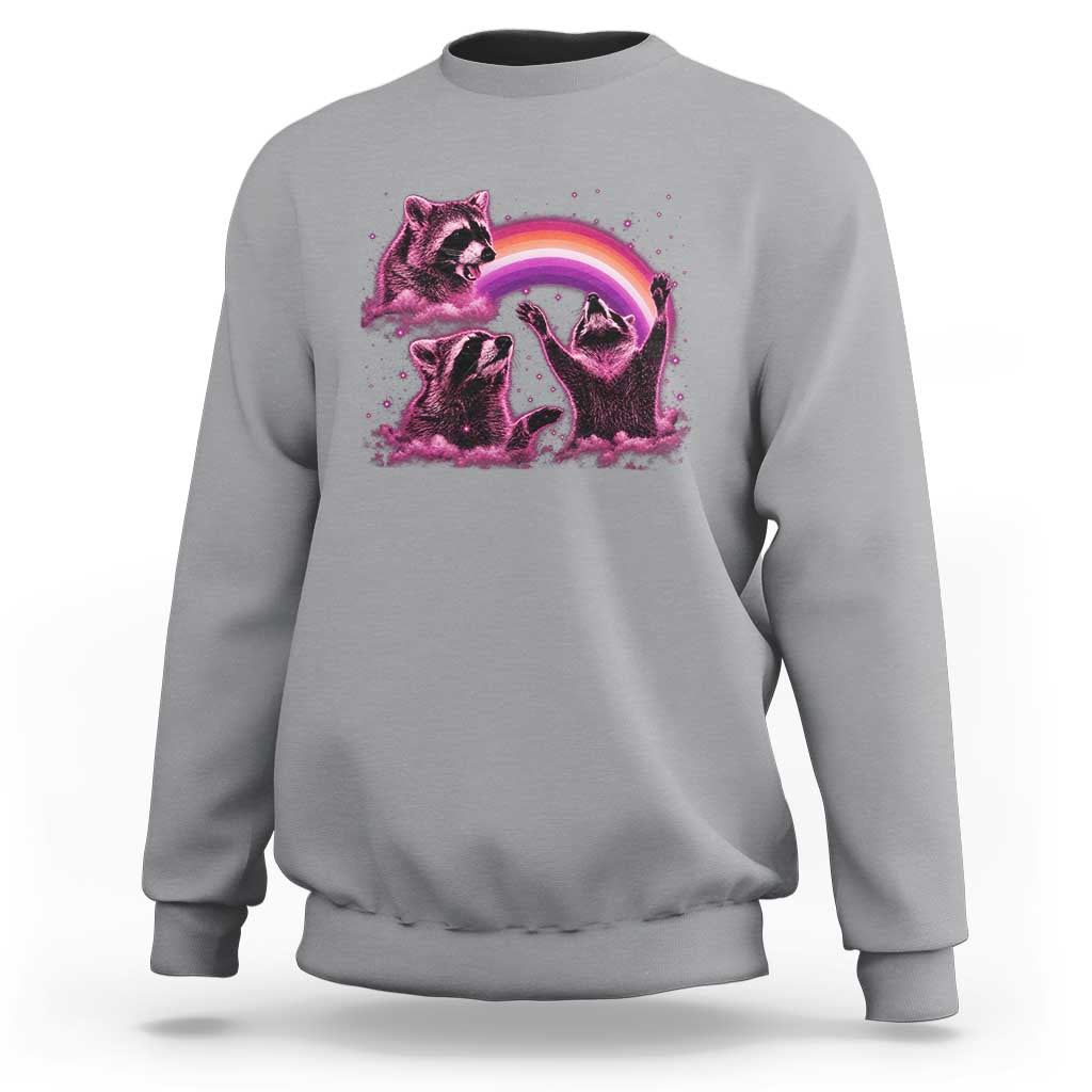 Funny Pink Raccoon Live Laugh Sweatshirt Lesbian Pride Month