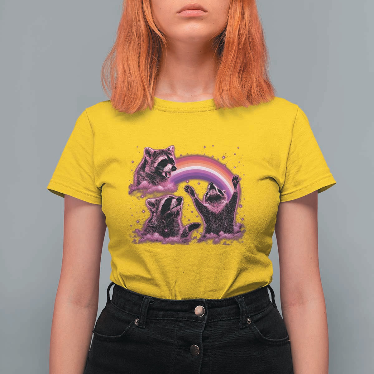 Funny Pink Raccoon Live Laugh T Shirt For Women Lesbian Pride Month