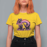 Funny Pink Raccoon Live Laugh T Shirt For Women Lesbian Pride Month
