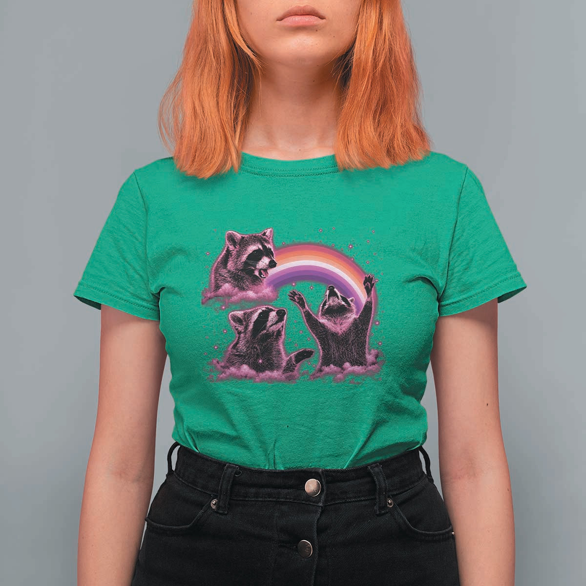 Funny Pink Raccoon Live Laugh T Shirt For Women Lesbian Pride Month