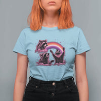 Funny Pink Raccoon Live Laugh T Shirt For Women Lesbian Pride Month