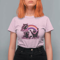 Funny Pink Raccoon Live Laugh T Shirt For Women Lesbian Pride Month