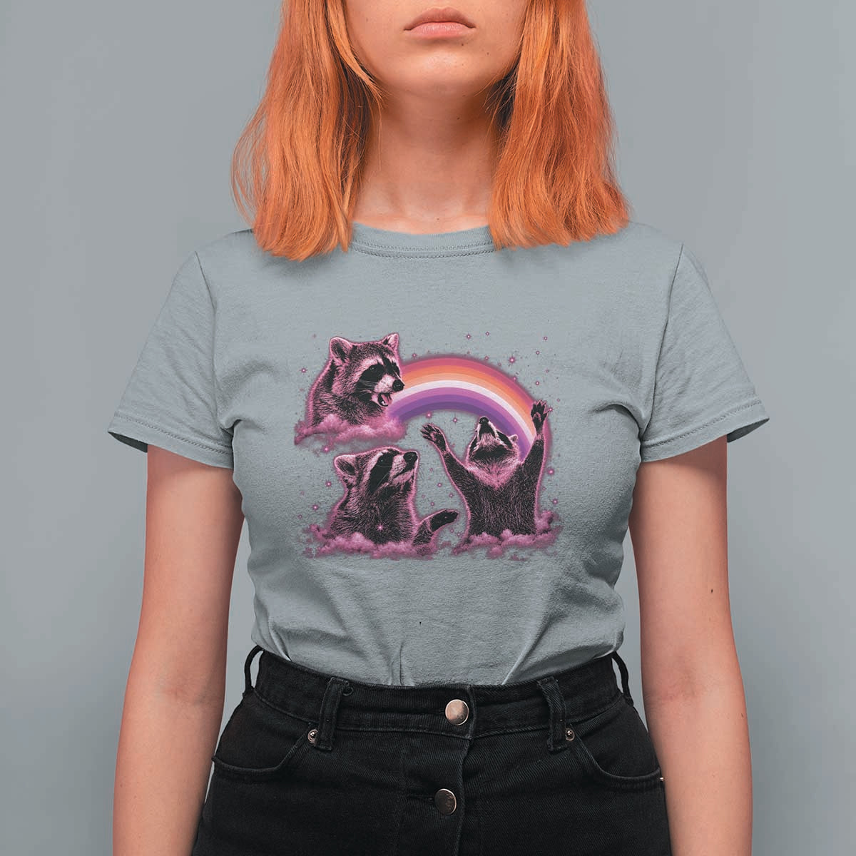 Funny Pink Raccoon Live Laugh T Shirt For Women Lesbian Pride Month