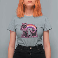 Funny Pink Raccoon Live Laugh T Shirt For Women Lesbian Pride Month
