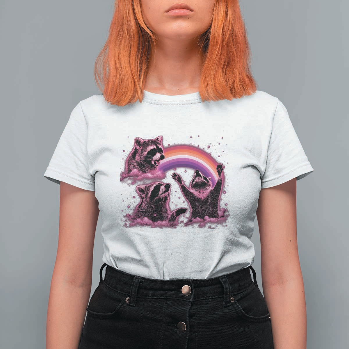 Funny Pink Raccoon Live Laugh T Shirt For Women Lesbian Pride Month