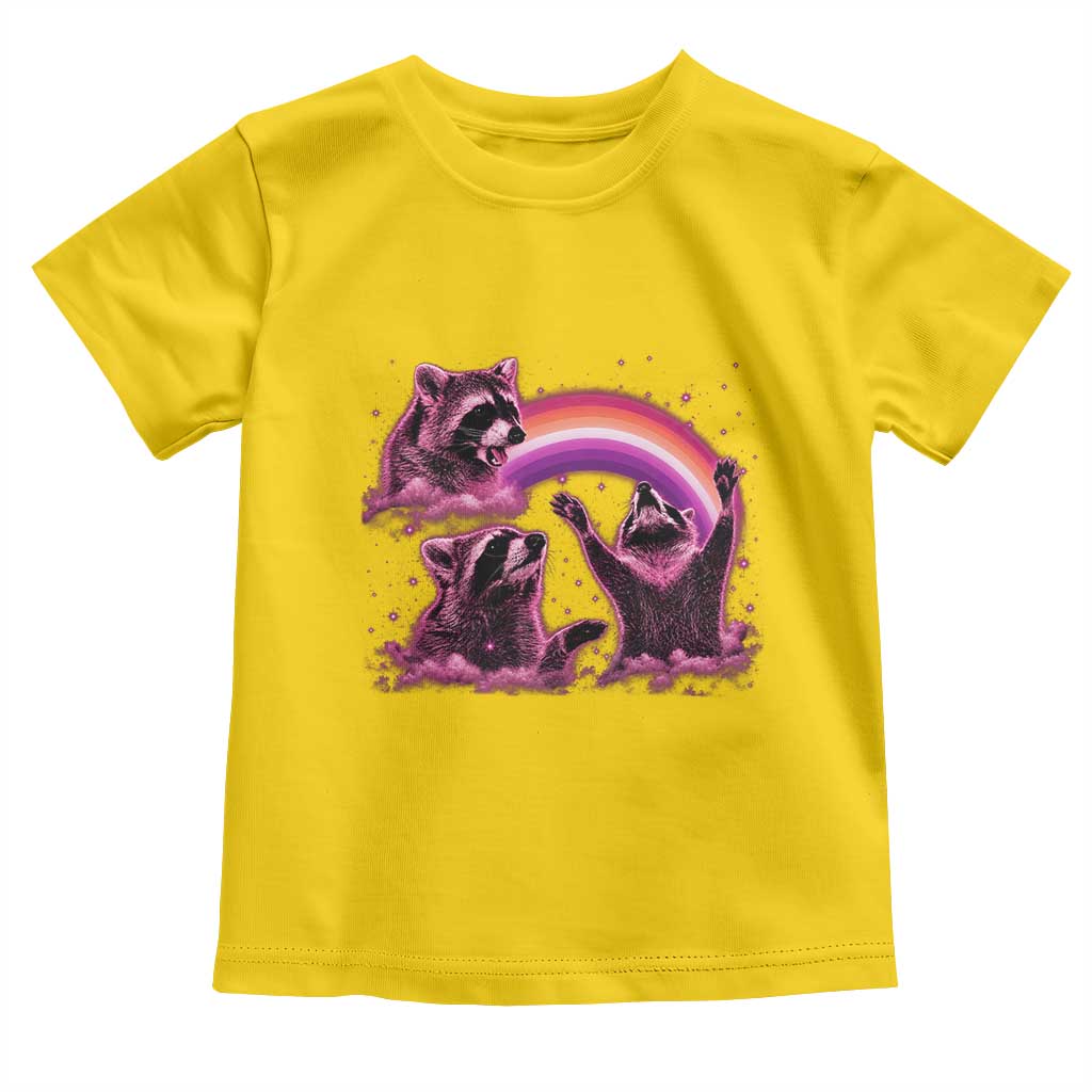 Funny Pink Raccoon Live Laugh Toddler T Shirt Lesbian Pride Month