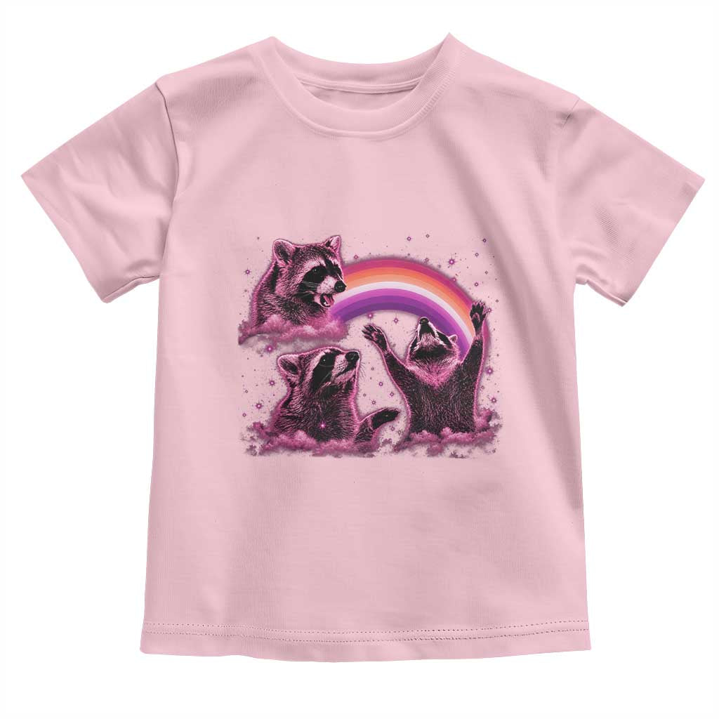 Funny Pink Raccoon Live Laugh Toddler T Shirt Lesbian Pride Month