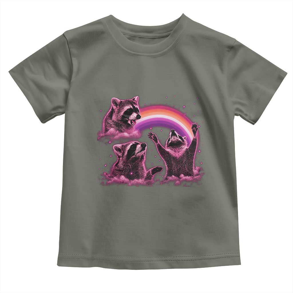 Funny Pink Raccoon Live Laugh Toddler T Shirt Lesbian Pride Month