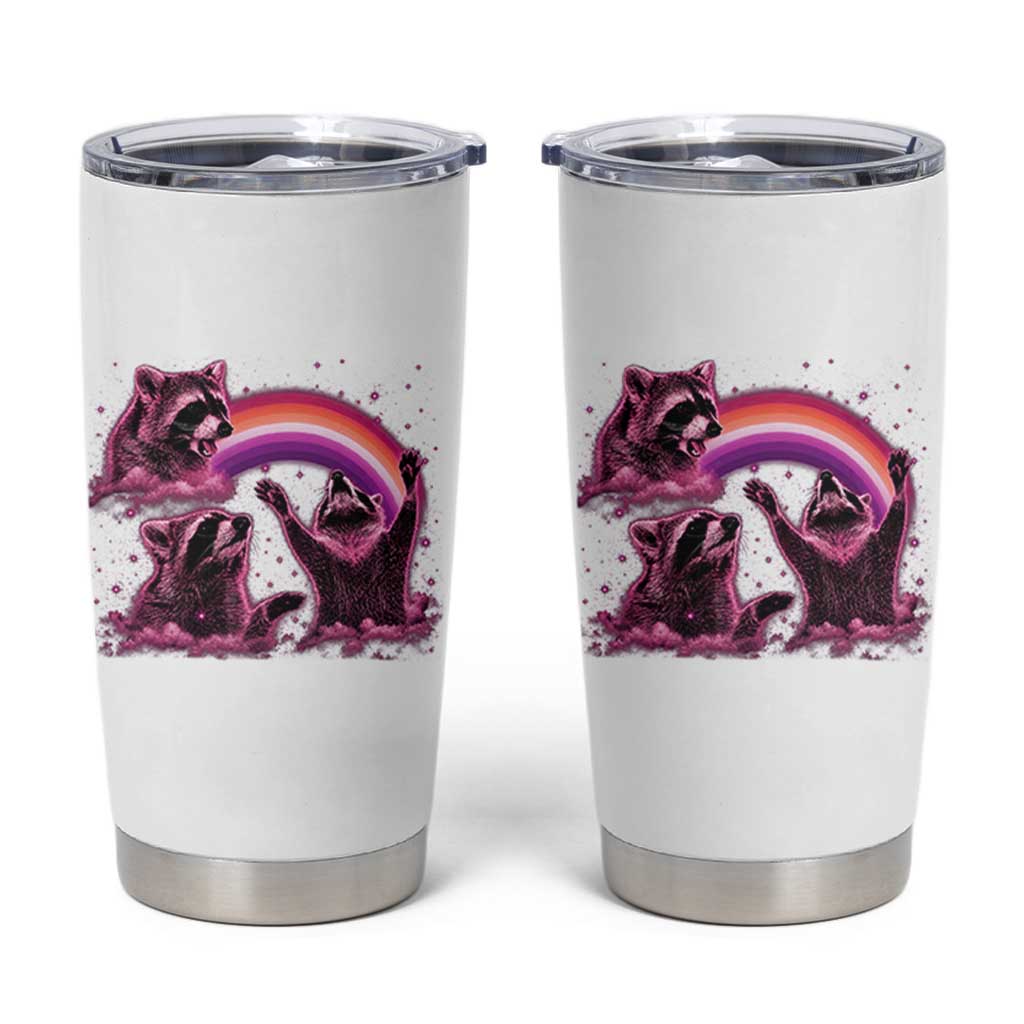 Funny Pink Raccoon Live Laugh Tumbler Cup Lesbian Pride Month