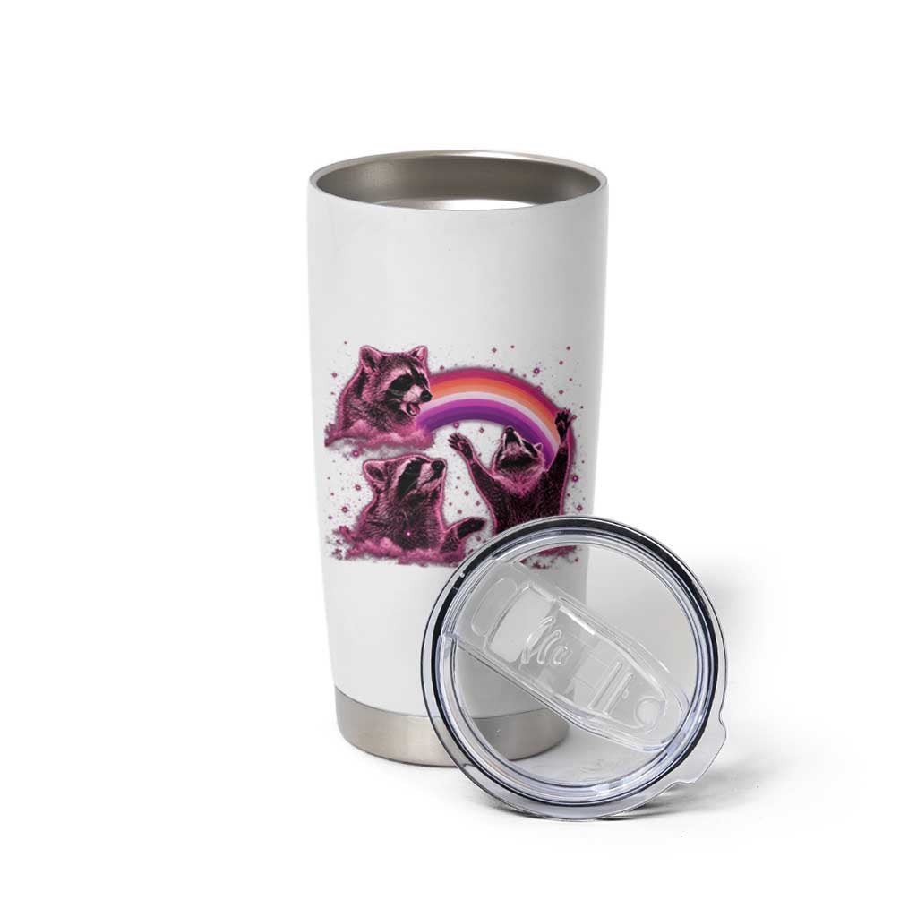 Funny Pink Raccoon Live Laugh Tumbler Cup Lesbian Pride Month