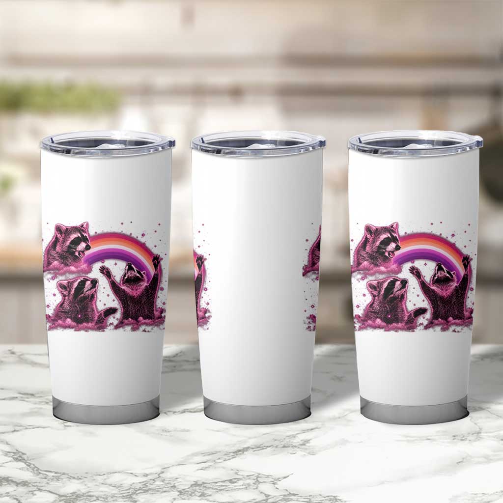 Funny Pink Raccoon Live Laugh Tumbler Cup Lesbian Pride Month