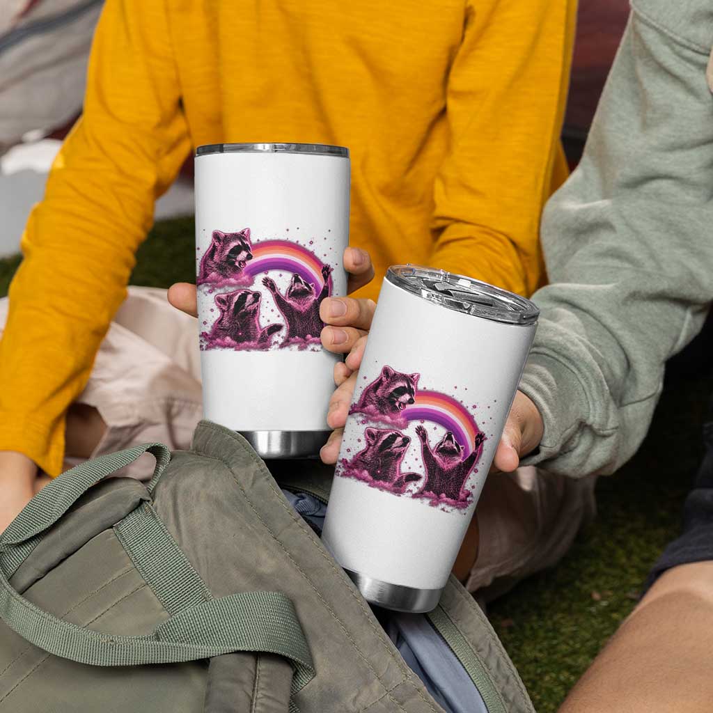 Funny Pink Raccoon Live Laugh Tumbler Cup Lesbian Pride Month