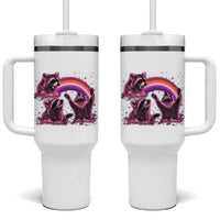 Funny Pink Raccoon Live Laugh Tumbler With Handle Lesbian Pride Month