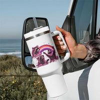 Funny Pink Raccoon Live Laugh Tumbler With Handle Lesbian Pride Month
