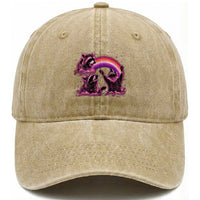 Funny Pink Raccoon Live Laugh Washed Cotton Baseball Cap Lesbian Pride Month