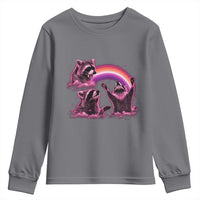 Funny Pink Raccoon Live Laugh Youth Sweatshirt Lesbian Pride Month