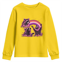 Funny Pink Raccoon Live Laugh Youth Sweatshirt Lesbian Pride Month