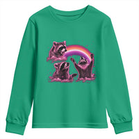 Funny Pink Raccoon Live Laugh Youth Sweatshirt Lesbian Pride Month