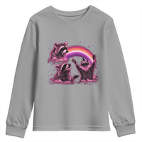 Funny Pink Raccoon Live Laugh Youth Sweatshirt Lesbian Pride Month