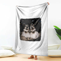 Funny Lesbian Raccoon Engagement Throw Blanket LGBTQ Pride Gift