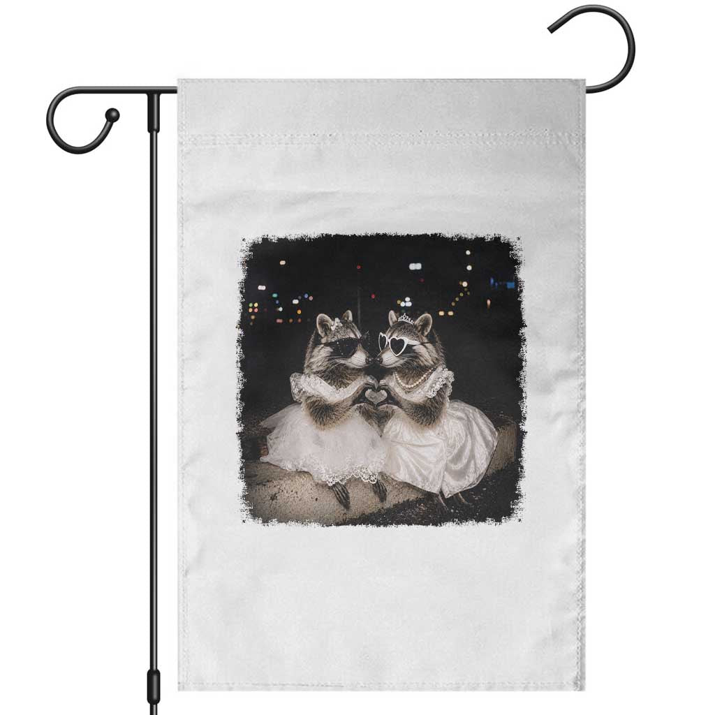 Funny Lesbian Raccoon Engagement Garden Flag LGBTQ Pride Gift