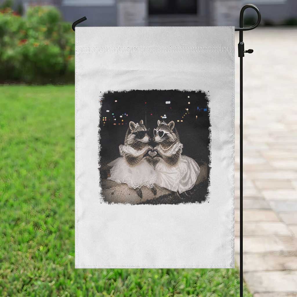 Funny Lesbian Raccoon Engagement Garden Flag LGBTQ Pride Gift