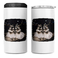Funny Lesbian Raccoon Engagement 4 in 1 Can Cooler Tumbler LGBTQ Pride Gift