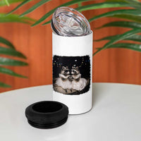 Funny Lesbian Raccoon Engagement 4 in 1 Can Cooler Tumbler LGBTQ Pride Gift