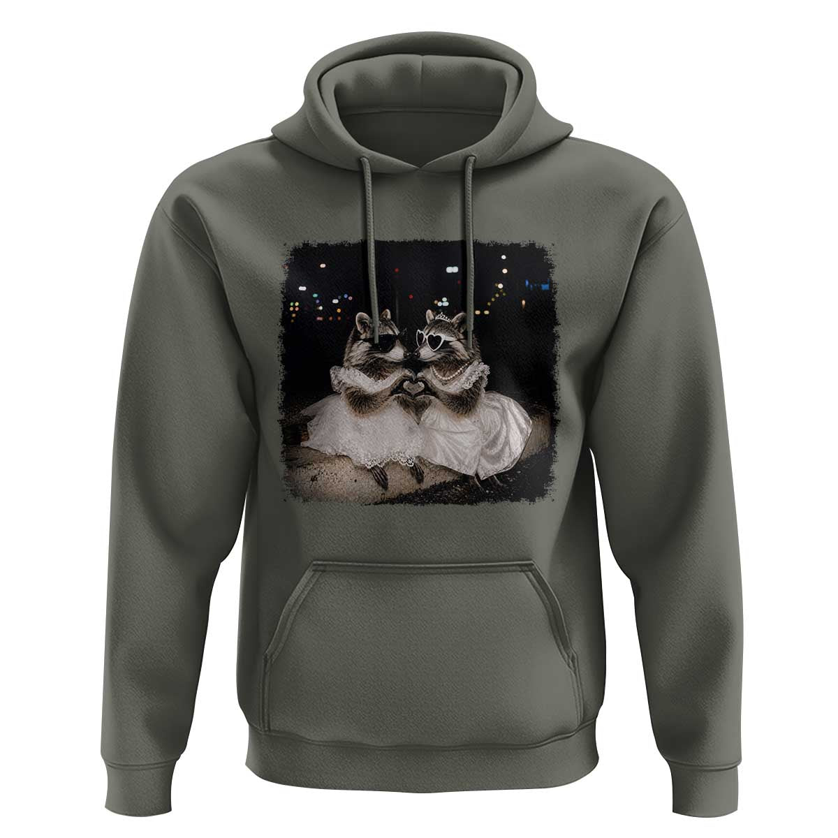 Funny Lesbian Raccoon Engagement Hoodie LGBTQ Pride Gift
